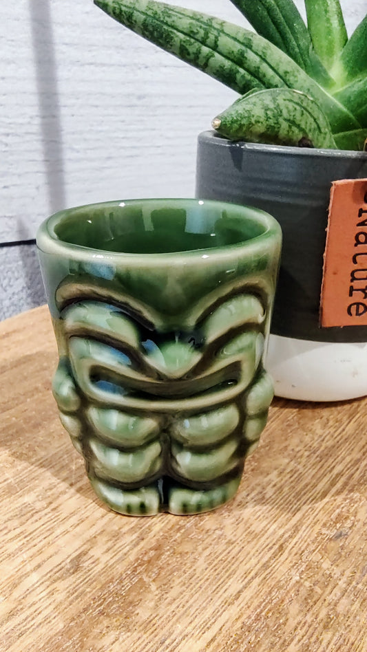 Green Ceramic Tiki Glass