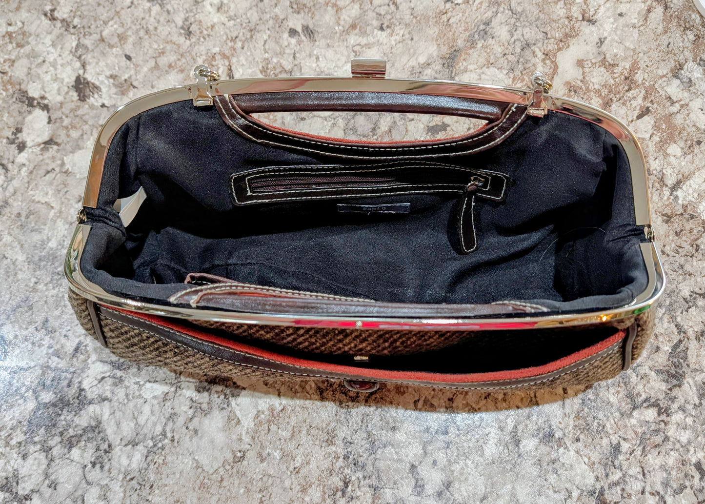 APT 9 Barrel Clutch Handbag with Snap Clasp and Chain Strap