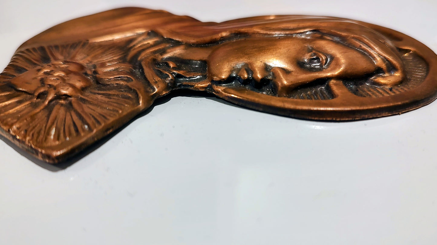 Virgin Mother Mary Copper Wall Plaque