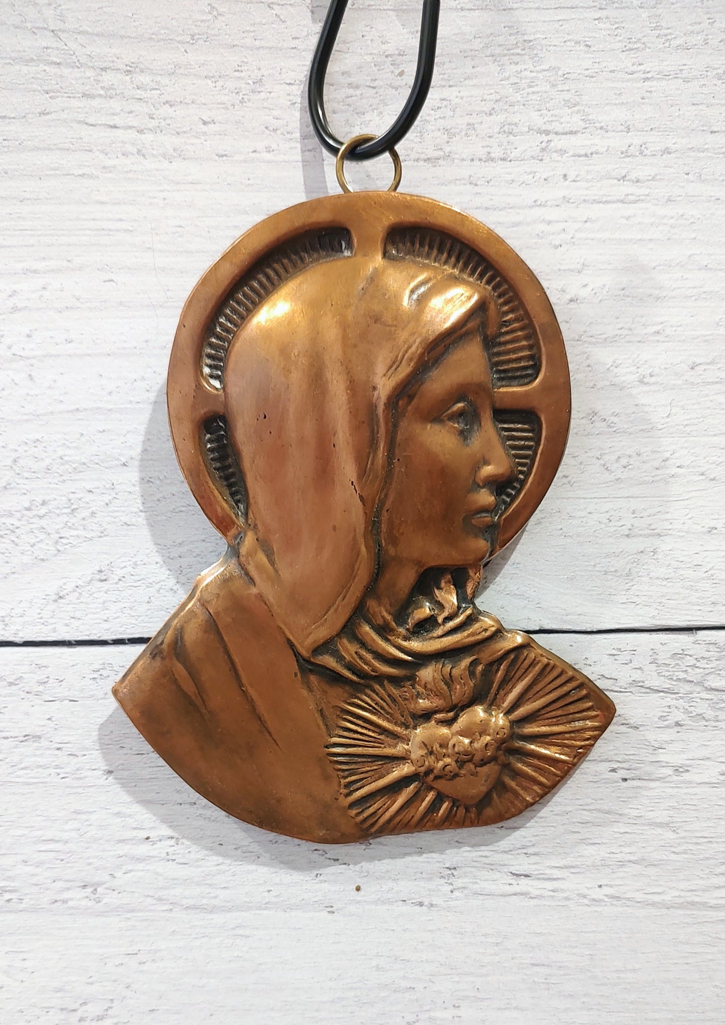 Virgin Mother Mary Copper Wall Plaque