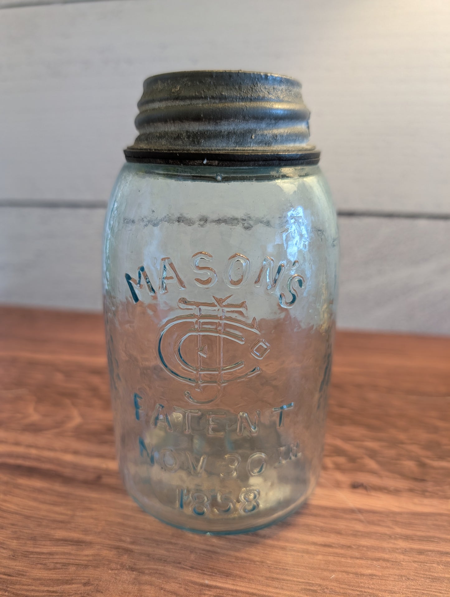 Antique Mason CFJ Co Midget Small Mouth Canning Jar