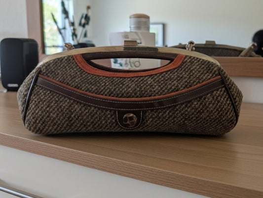 APT 9 Barrel Clutch Handbag with Snap Clasp and Chain Strap