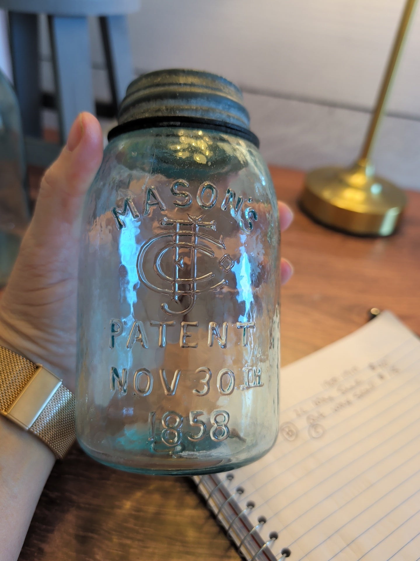 Antique Mason CFJ Co Midget Small Mouth Canning Jar
