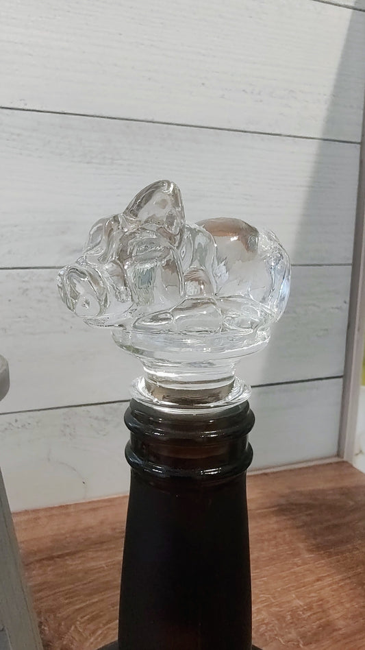 Mikasa Glass Pig Bottle Stopper