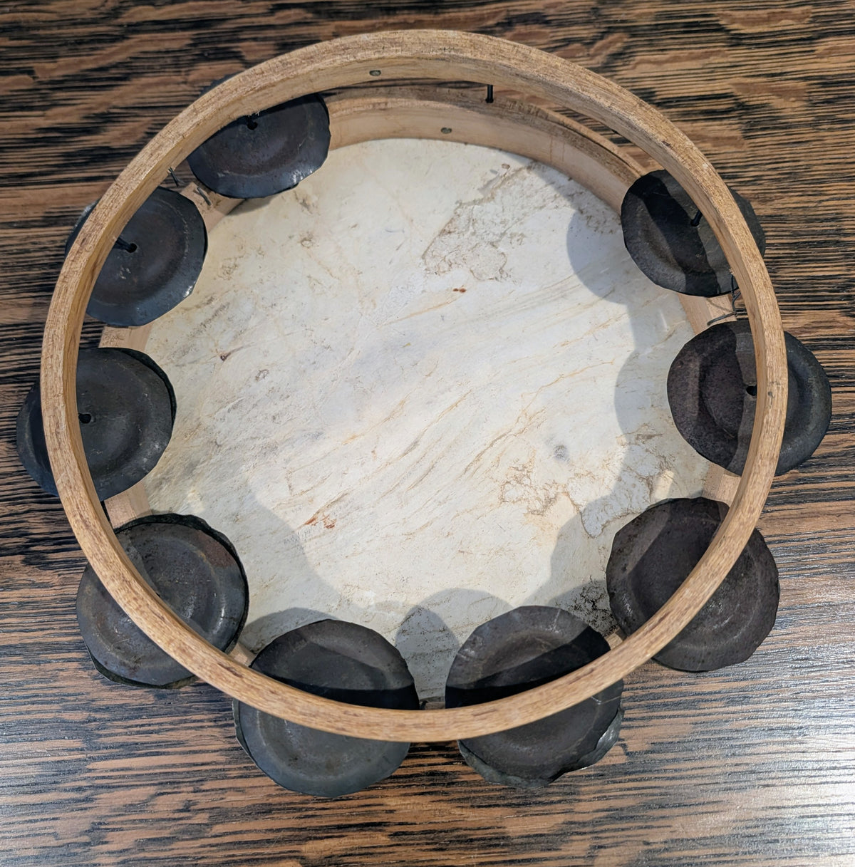 Handmade Wood & Hide  Tambourine