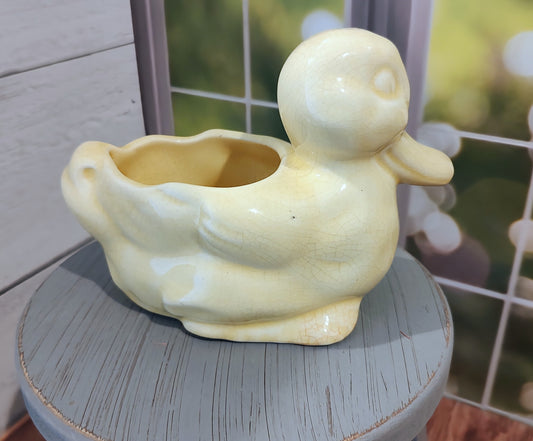 Vintage Yellow Duck Planter