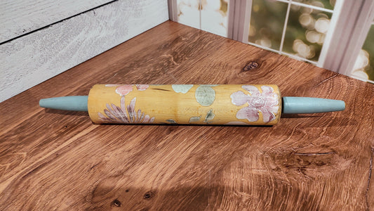 Vintage Rolling Pin with IOD Floral Transfers