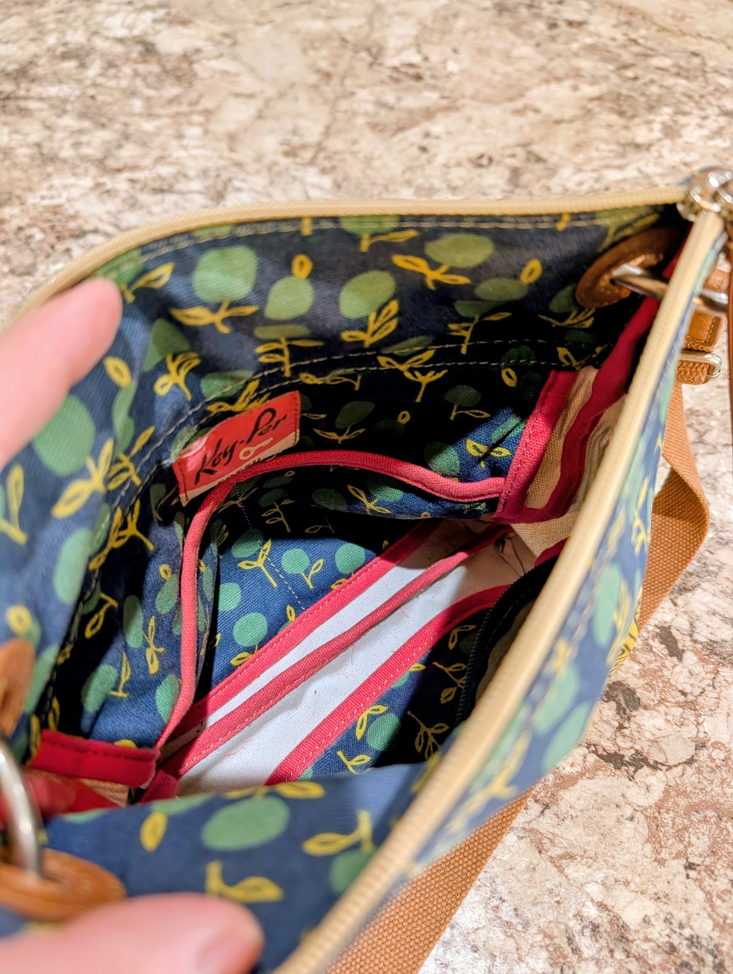 Fossil Key-Par Floral Pattern Crossbody with Canvas Strap
