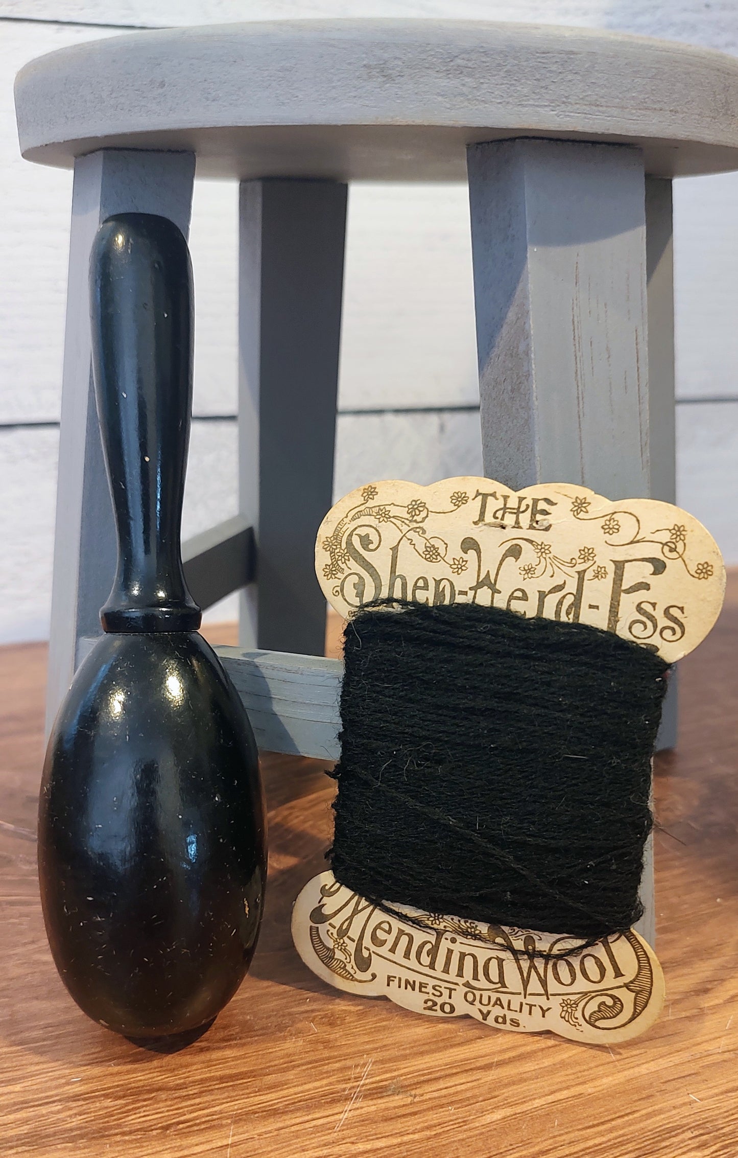 Antique/Vintage Darning Egg and Wool Thread for Socks or gloves