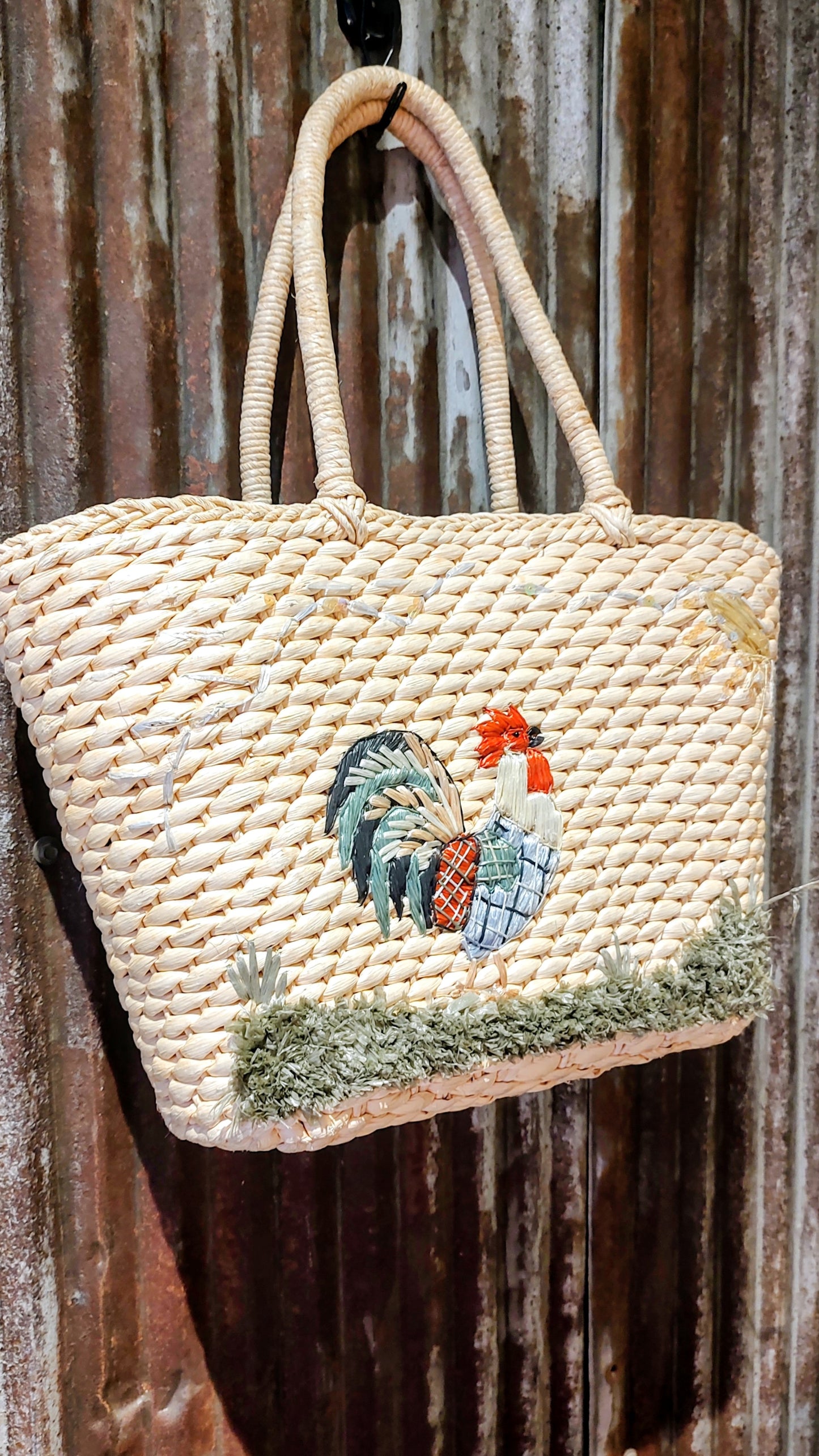 Rooster Straw Handbag