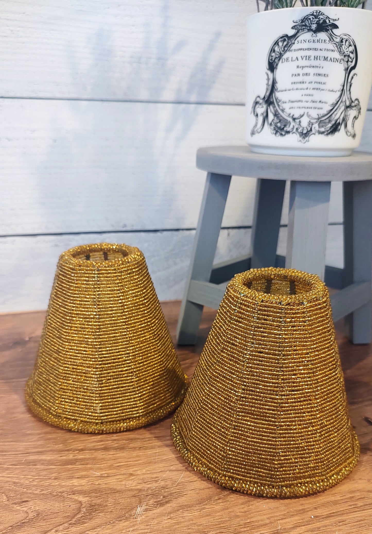 Mini Gold Beaded Lamp/Chandelier Shade (sold separately)