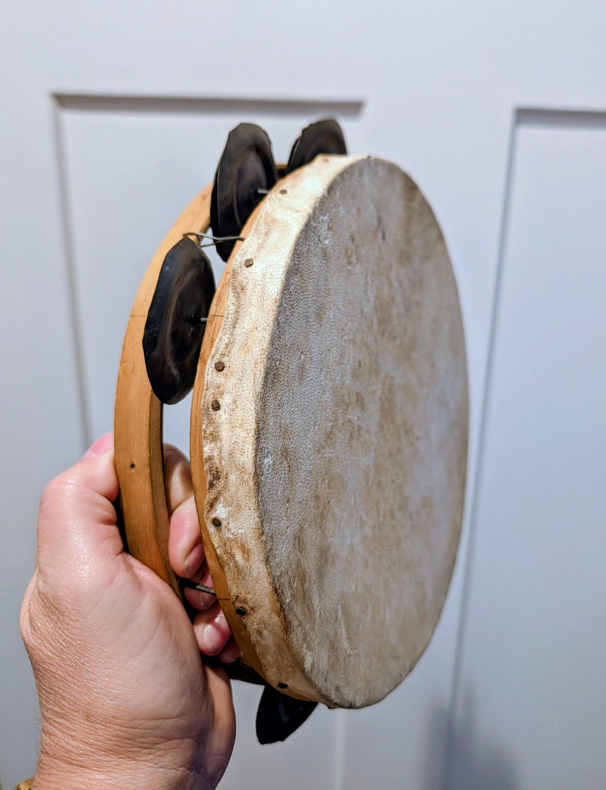 Handmade Wood & Hide  Tambourine