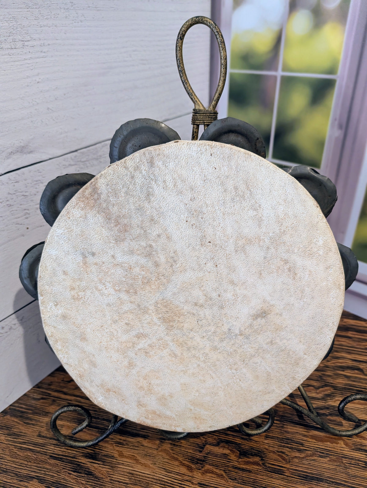 Handmade Wood & Hide  Tambourine
