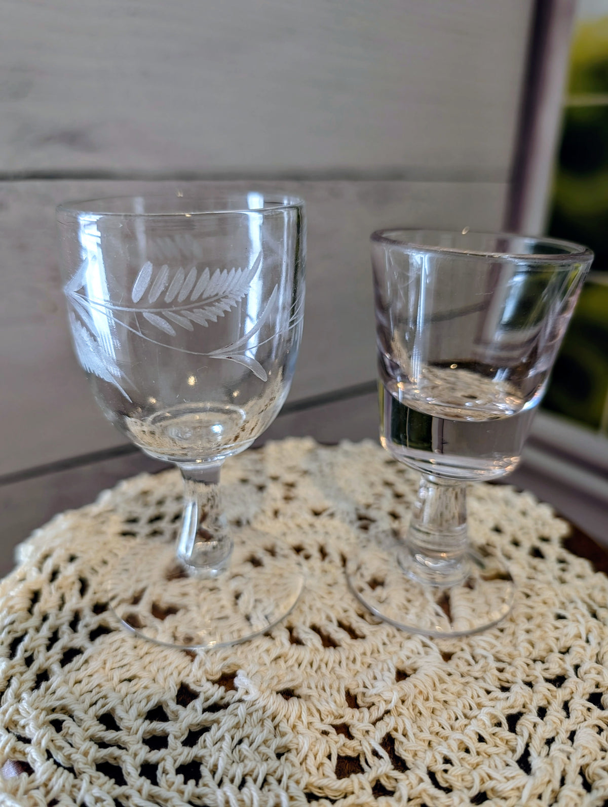Mid-century Cordial stemware and Footed Shot Glass