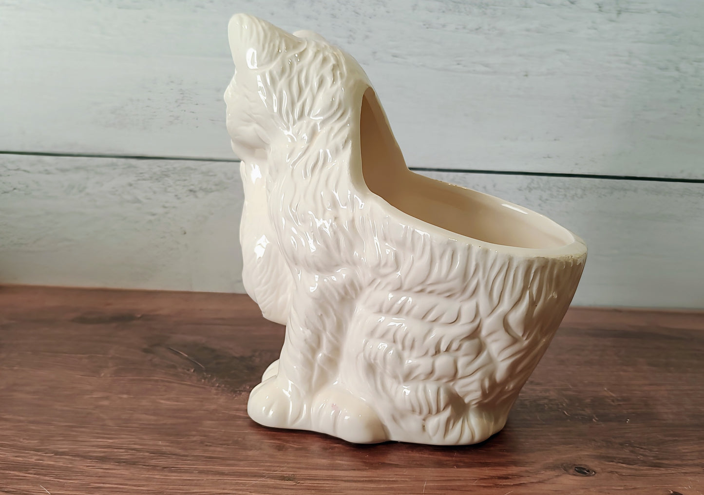 Vintage Cat With Kitten Ceramic Planter