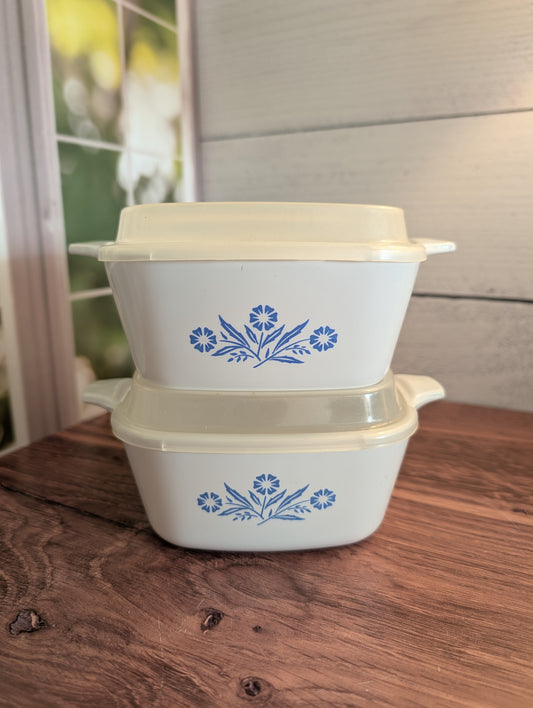 Corning Ware Vintage 2 3/4 Dishes (two dishes with lids)