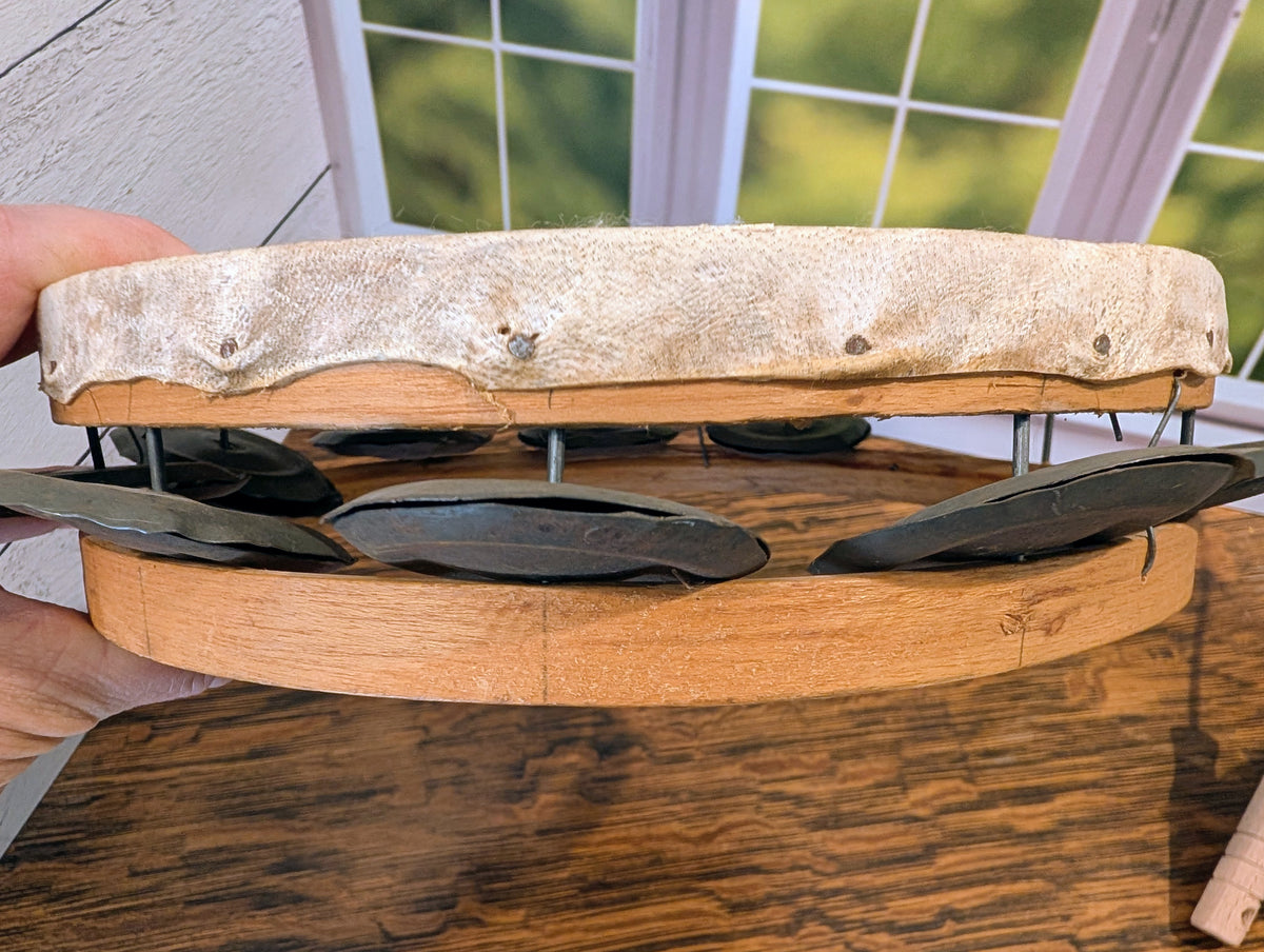 Handmade Wood & Hide  Tambourine