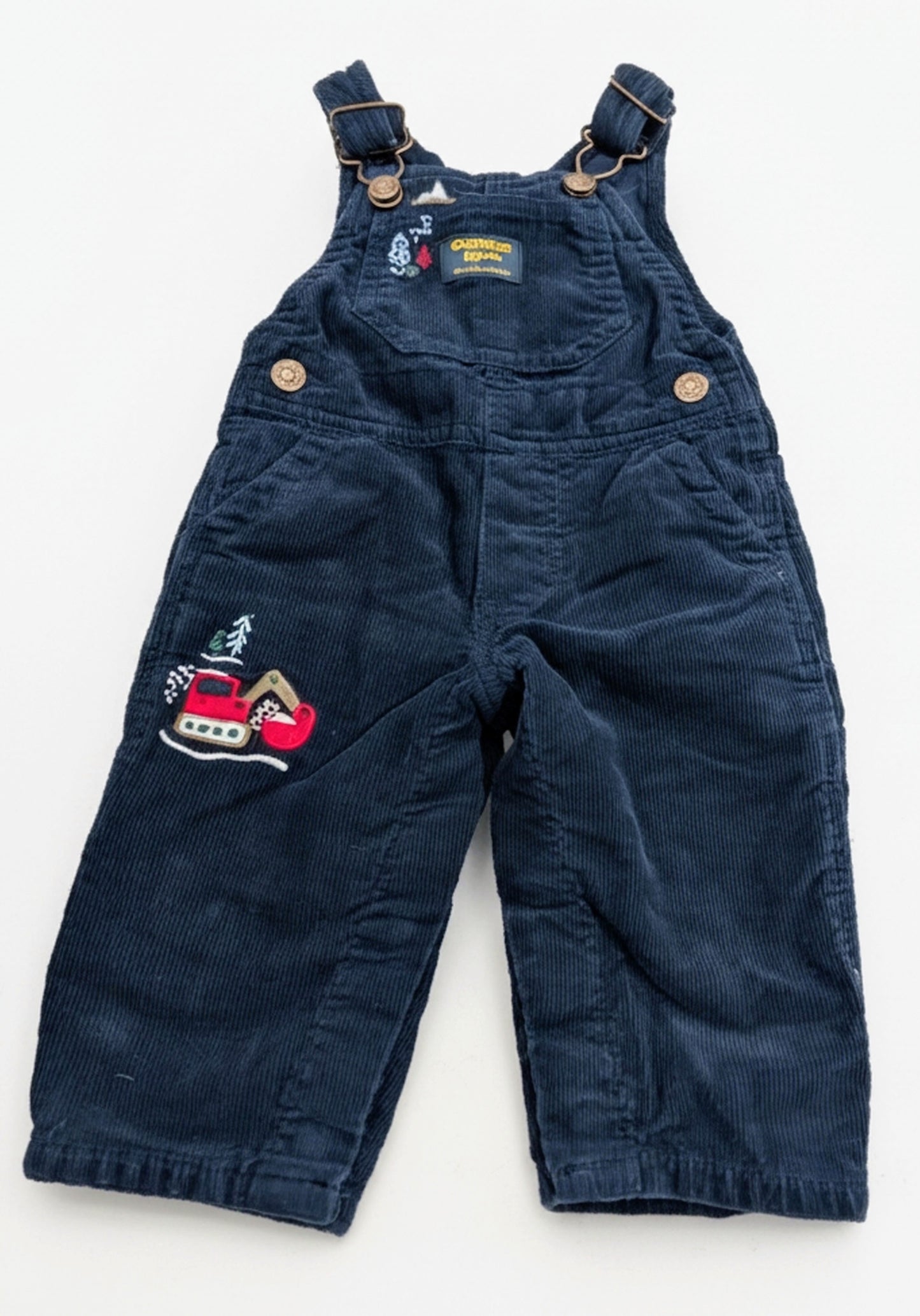 Oshkosh Navy Corduroy Bibs with Snow Scene 6 mos