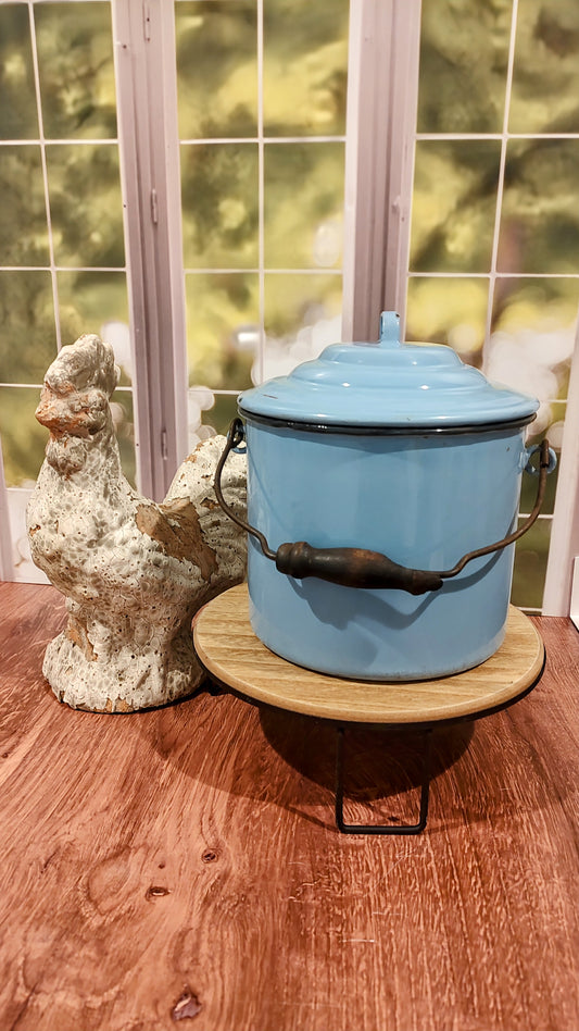 Light Blue Enamel Pot with Lid