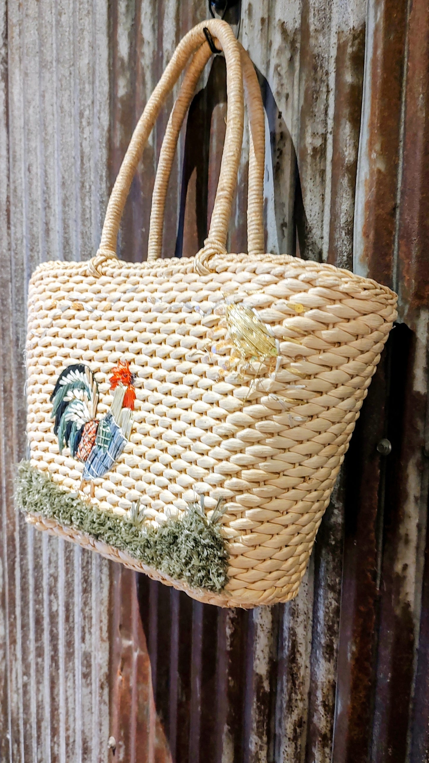 Rooster Straw Handbag