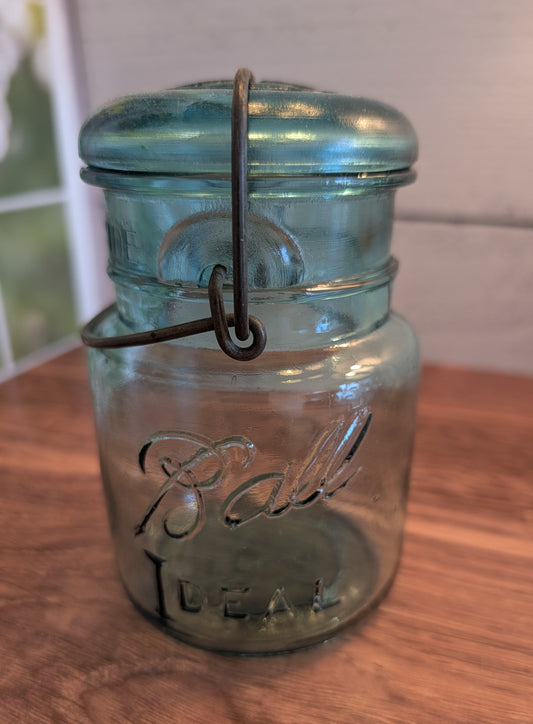 Pint Vintage Ball Jar with Hermetic Lid with Glass Top
