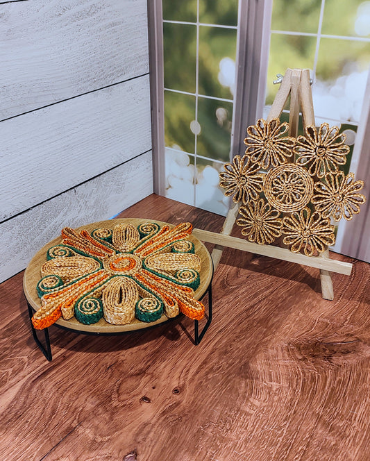 Vintage Rattan Wicker Trivets (Pair)