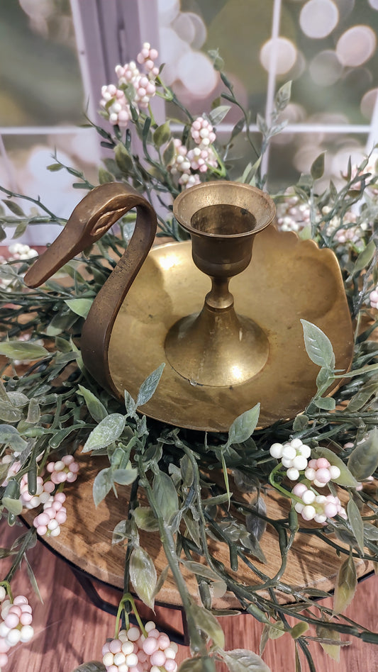 Brass Swan Candle Holder