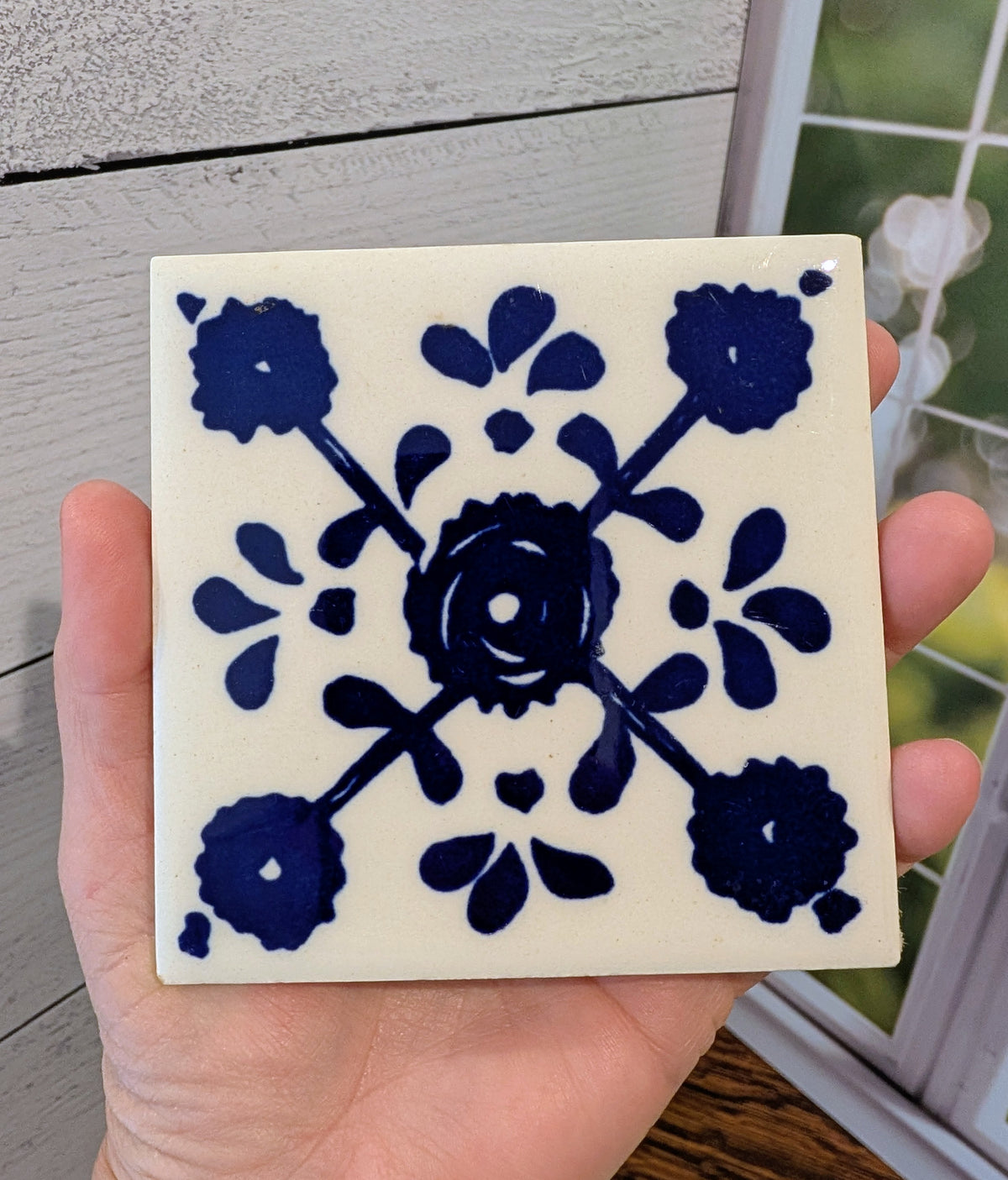 Vintage Mexican Blue & White Tile (set of 2)