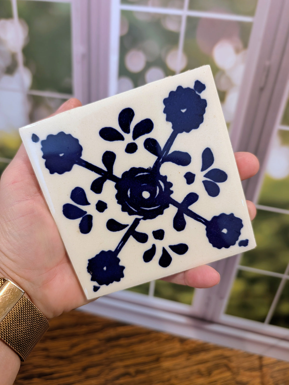 Vintage Mexican Blue & White Tile (set of 2)
