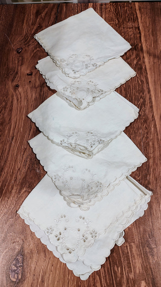 Set of Five Vintage Cocktail Napkins