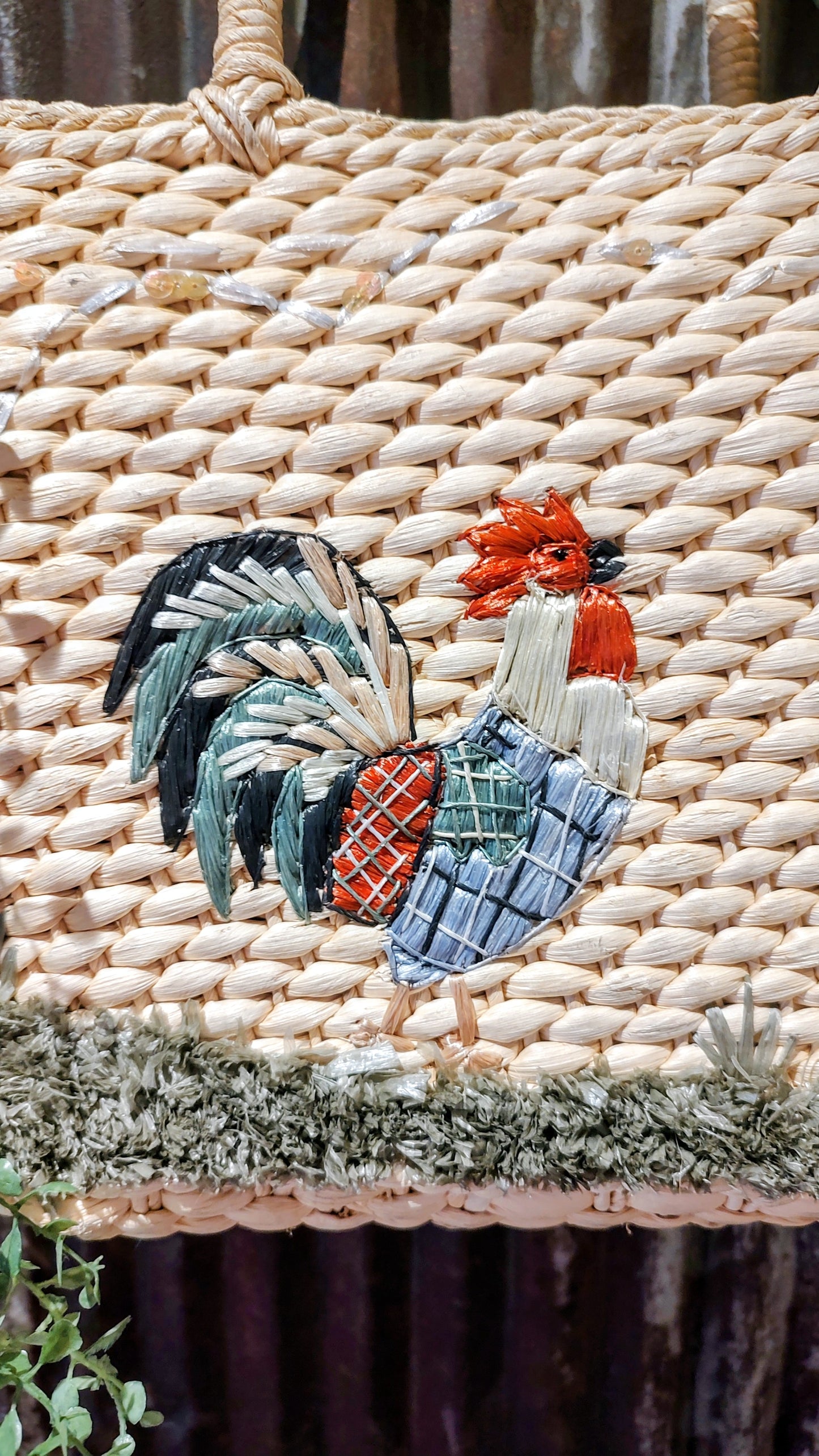 Rooster Straw Handbag