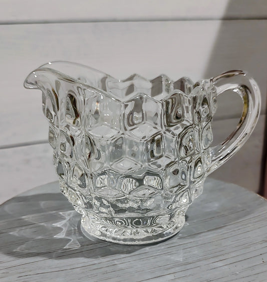 Mini Fostoria Cube Diamond Glass Creamer