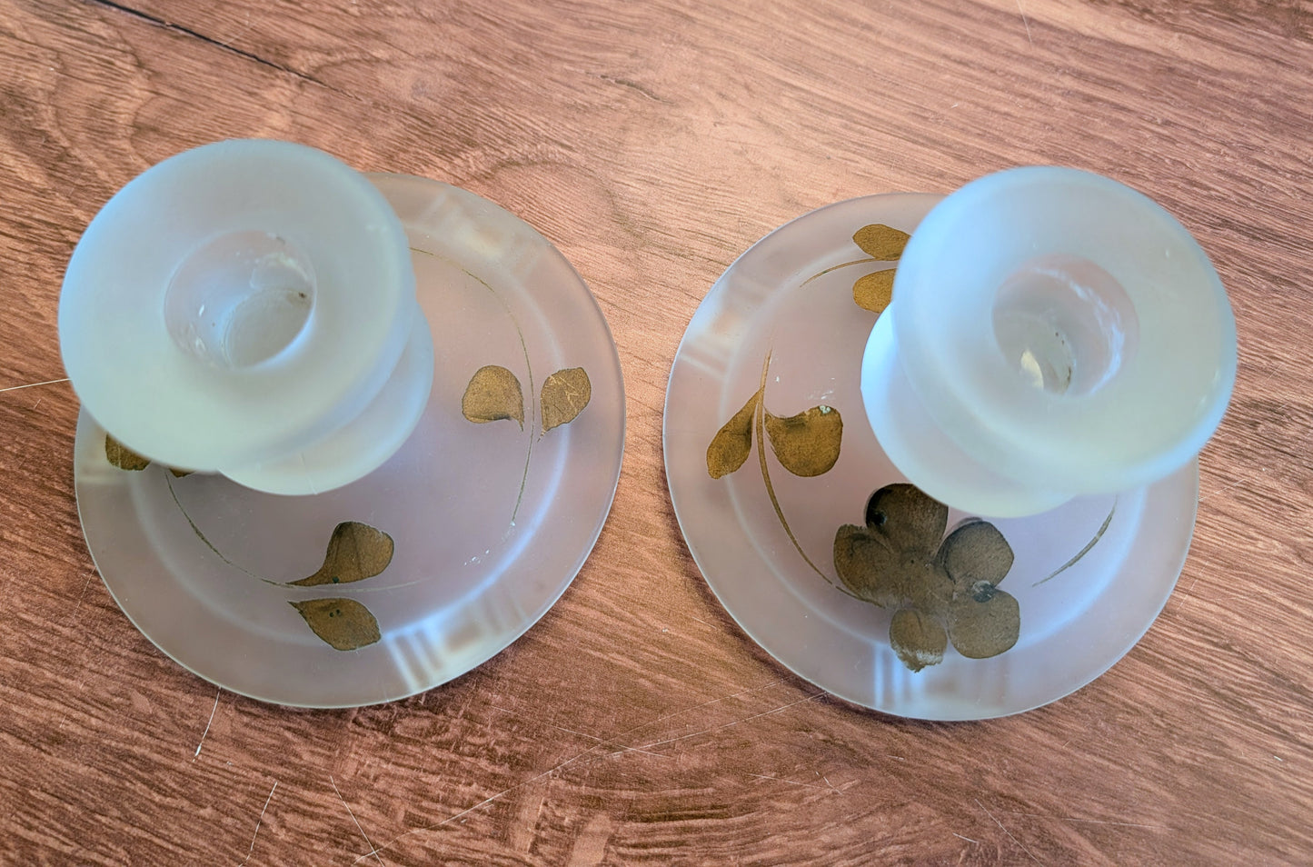 Hand Painted Frosted Candle Holders