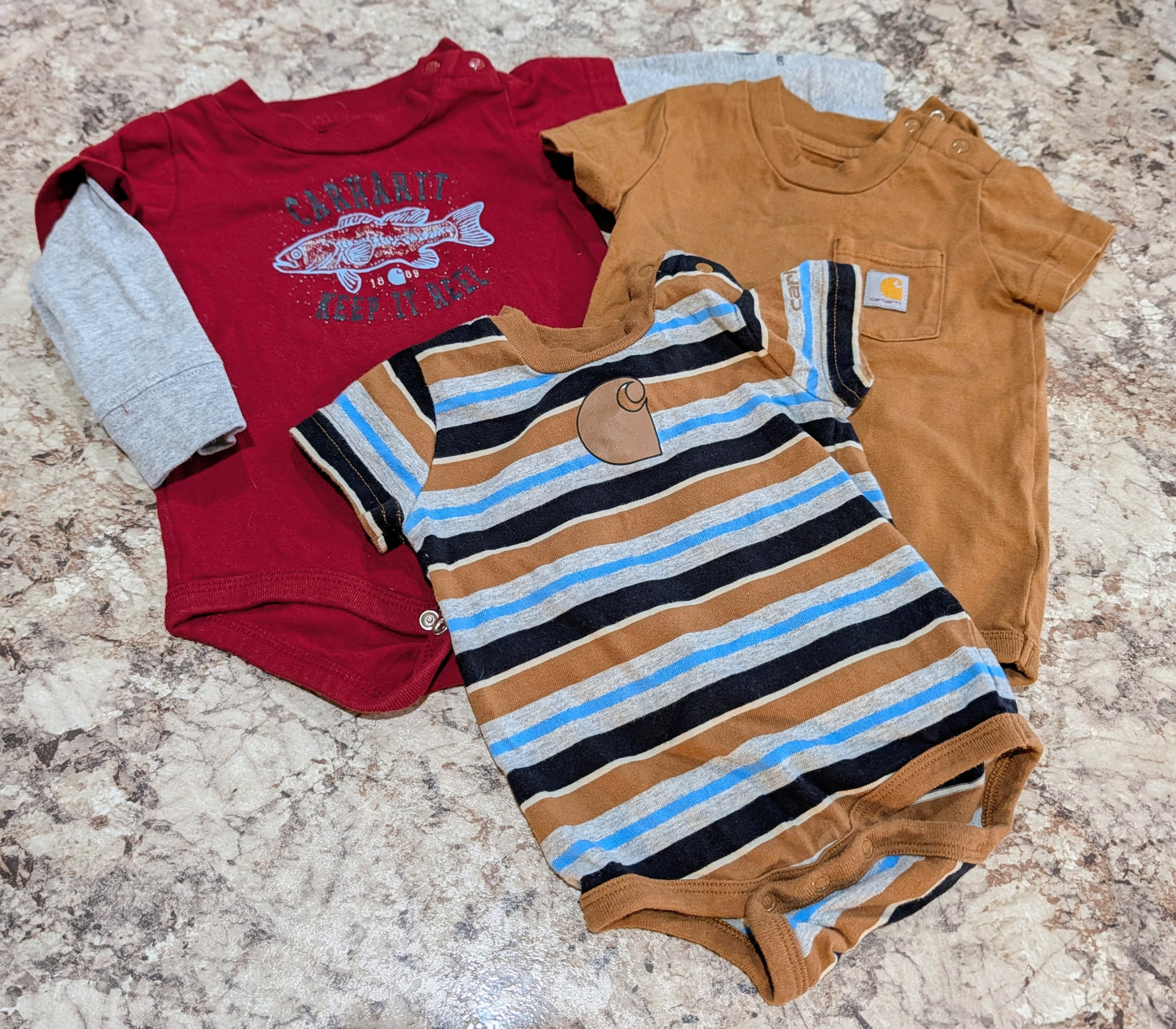 3 Baby Carhartt Onesies 6mos