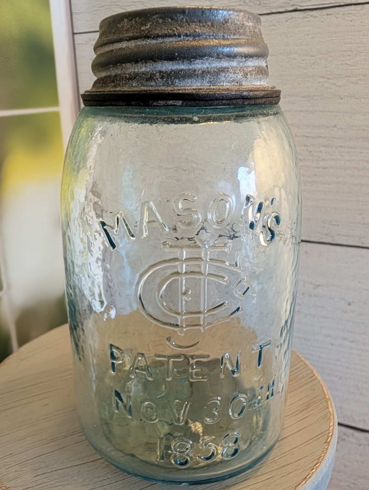 Antique Mason CFJ Co Midget Small Mouth Canning Jar