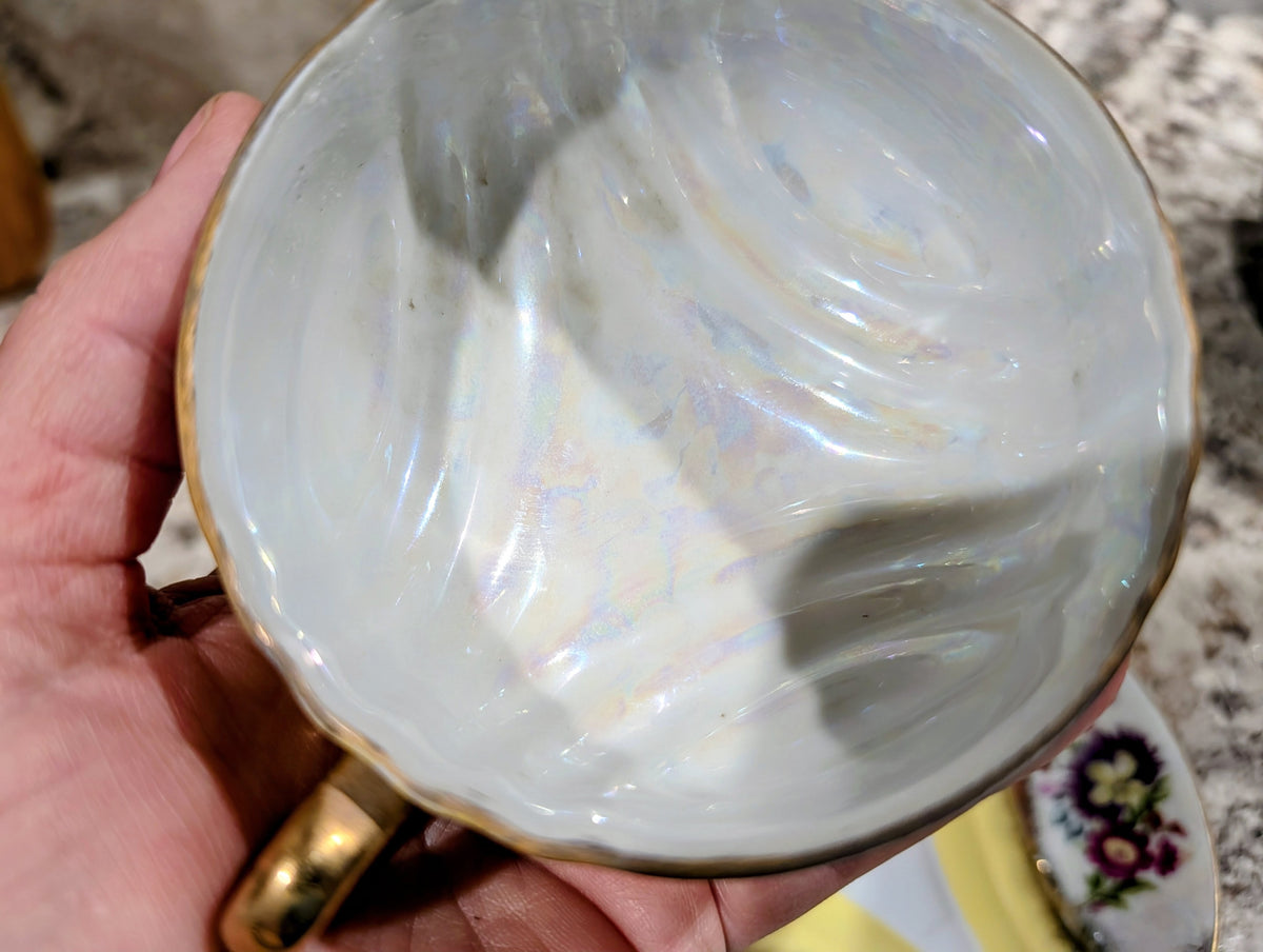RELCO Handpainted Footed Cup with Matching Saucer