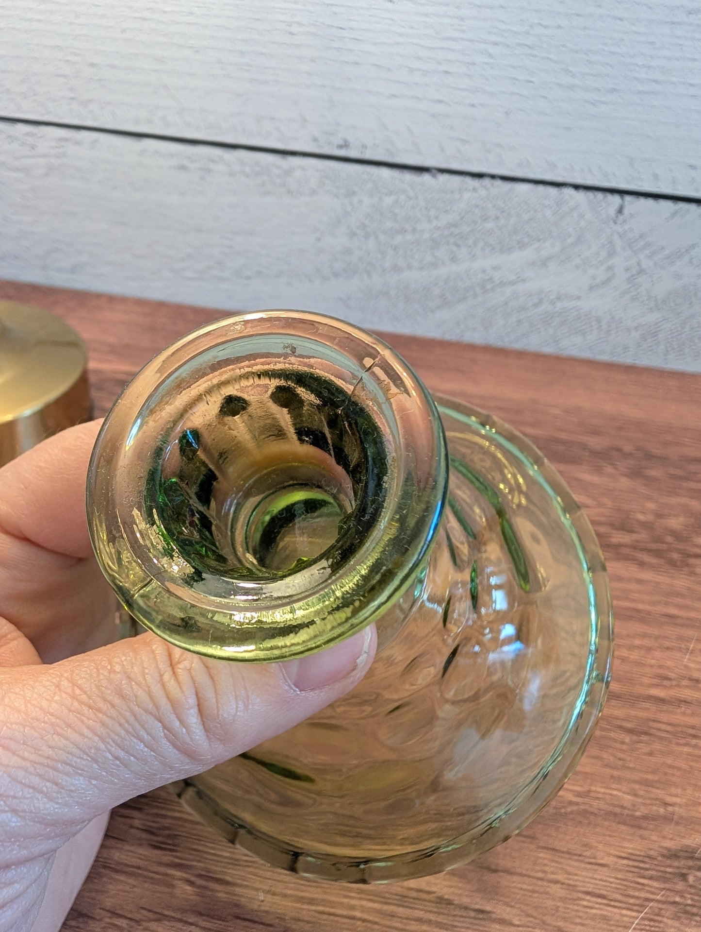 Hazel - Atlas Green Glass Candle Holder