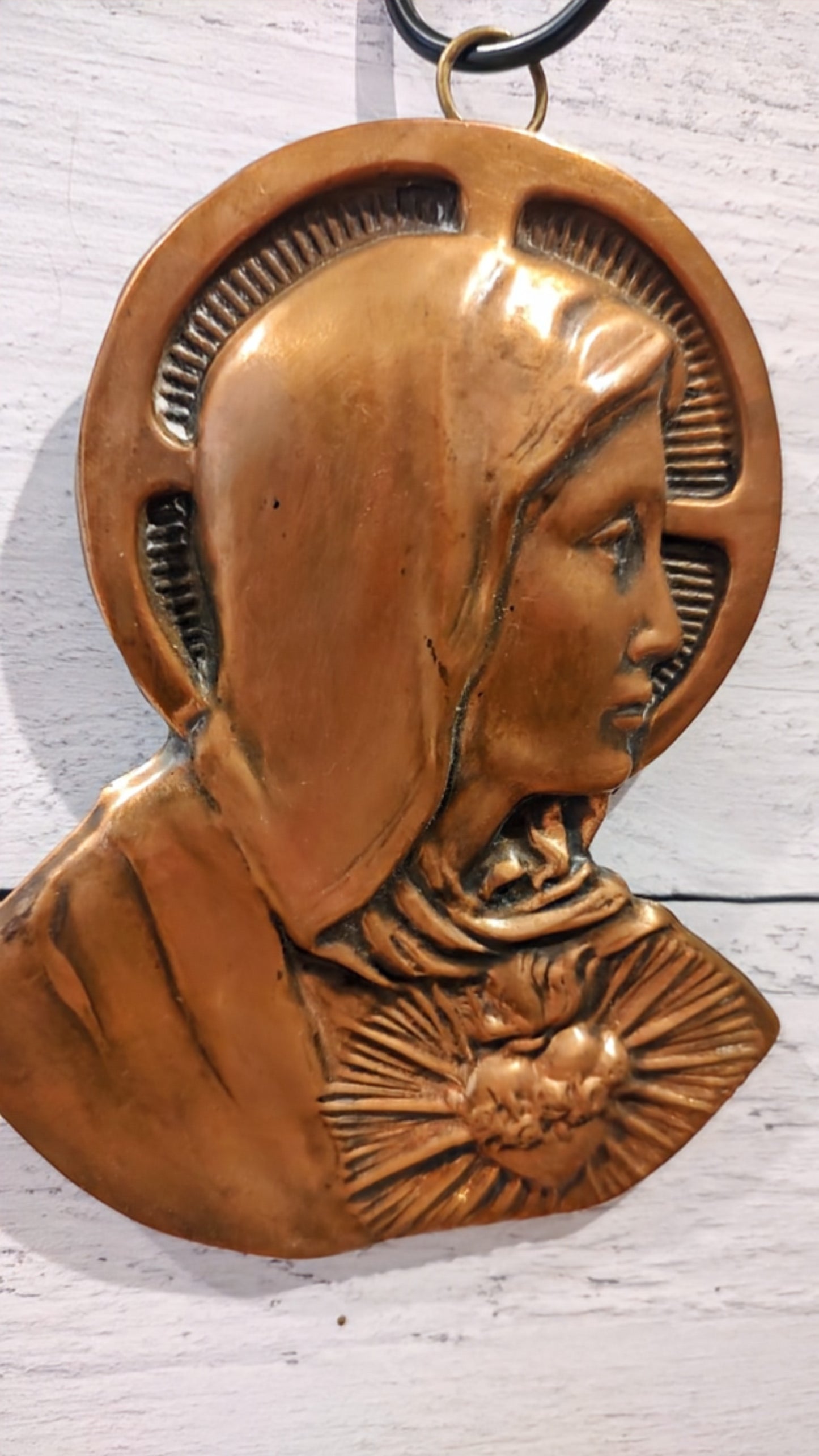 Virgin Mother Mary Copper Wall Plaque