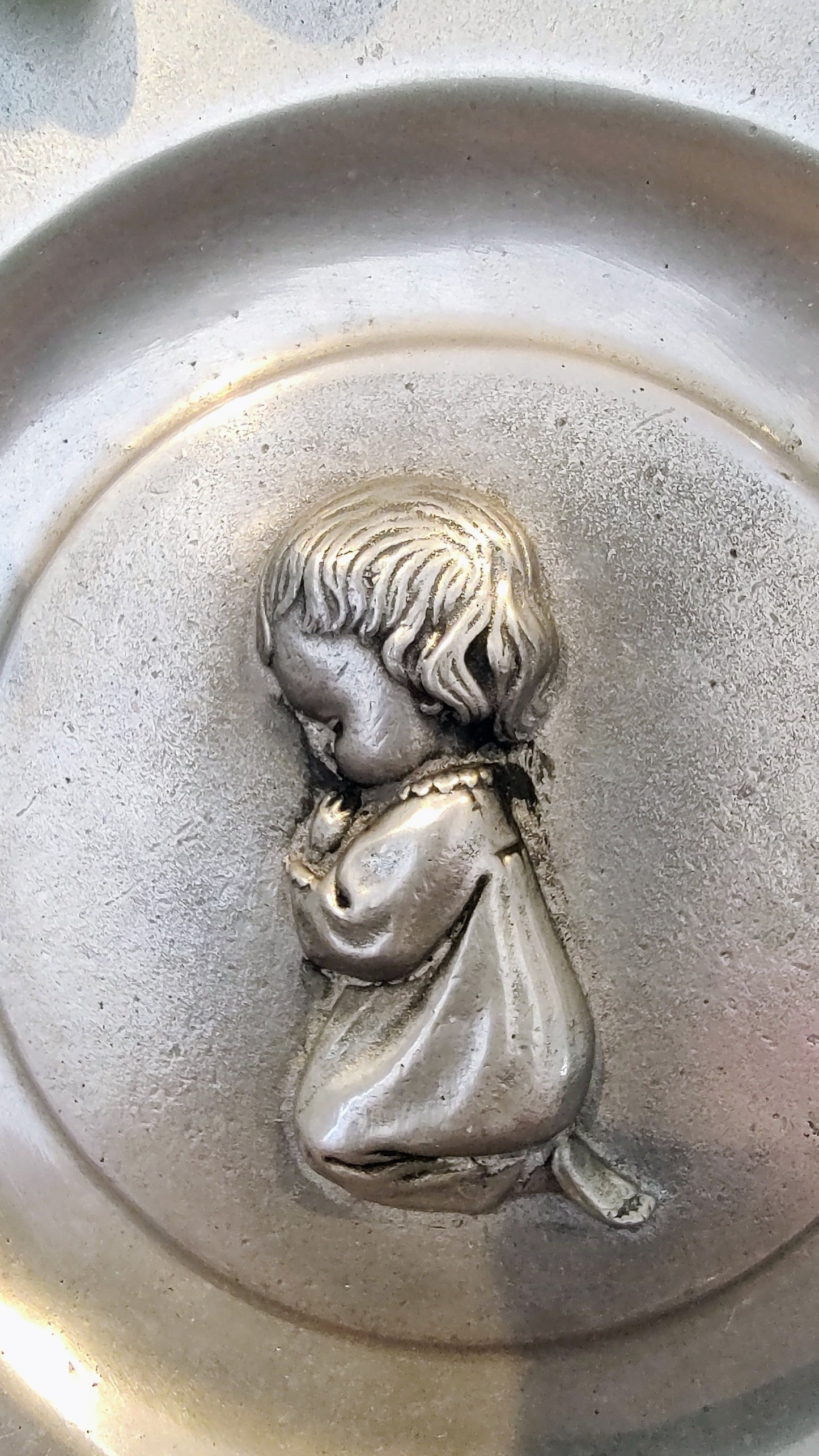 Pewter Praying Girl Plate