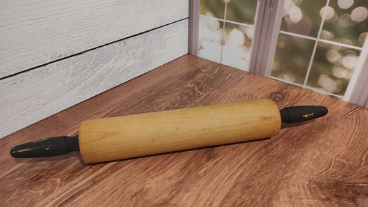 Vintage Rolling Pin with Black Handles