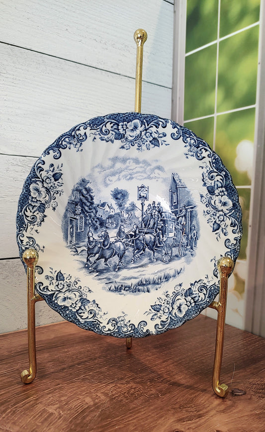Johnson Bros Coaching Scenes Blue & White Ironstone Serving Bowl