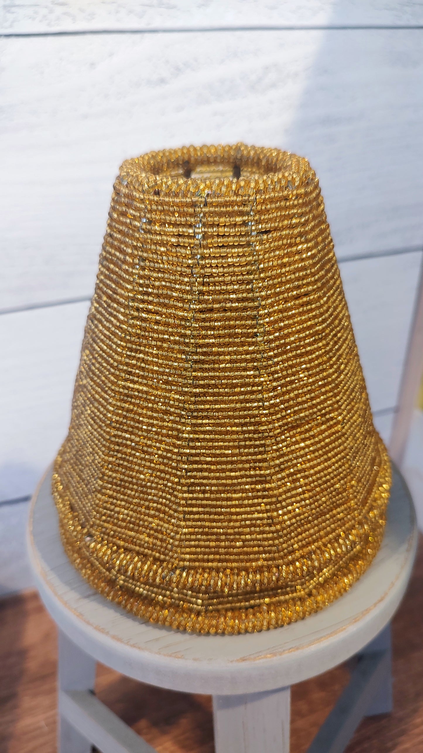 Mini Gold Beaded Lamp/Chandelier Shade (sold separately)