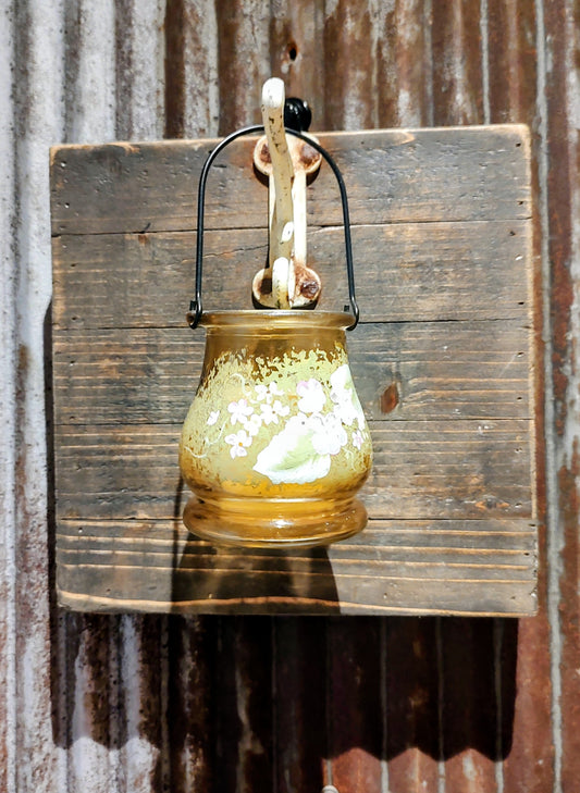 Repurposed Wood Sign Hand Painted Lantern Holder